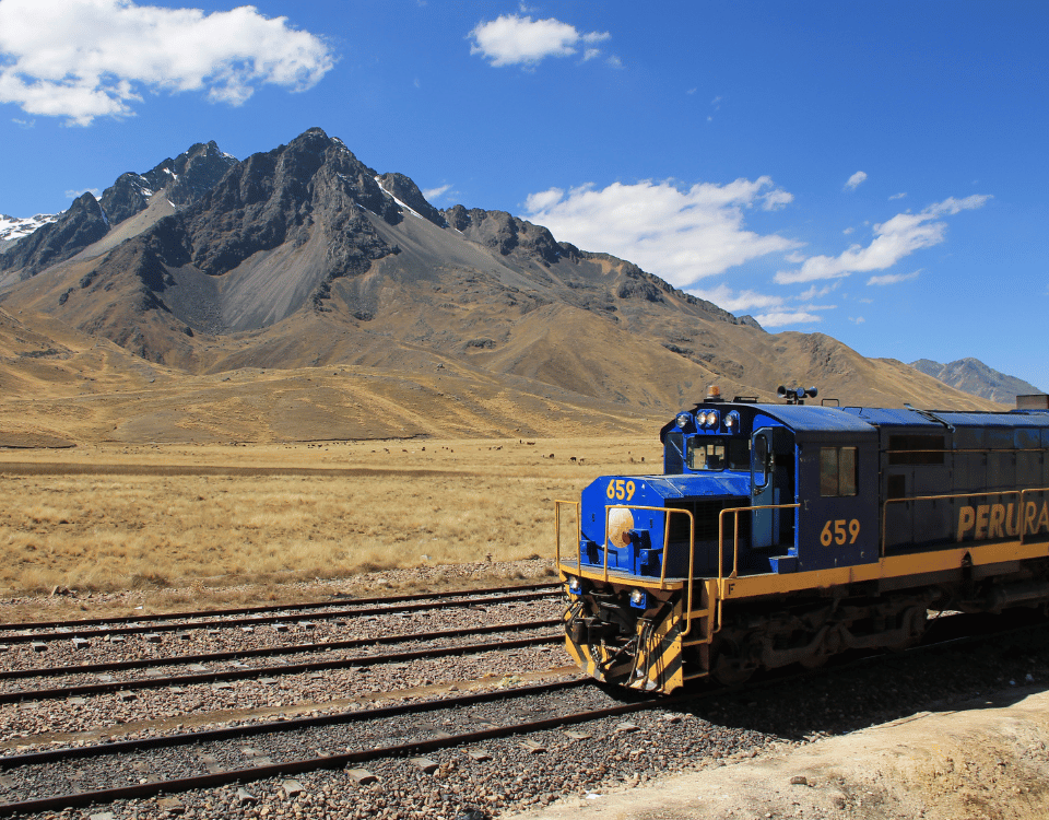 Arrêt du train Andean Explorer dans les Andes au Pérou, photographié par Christophe le voyagiste sur mesure